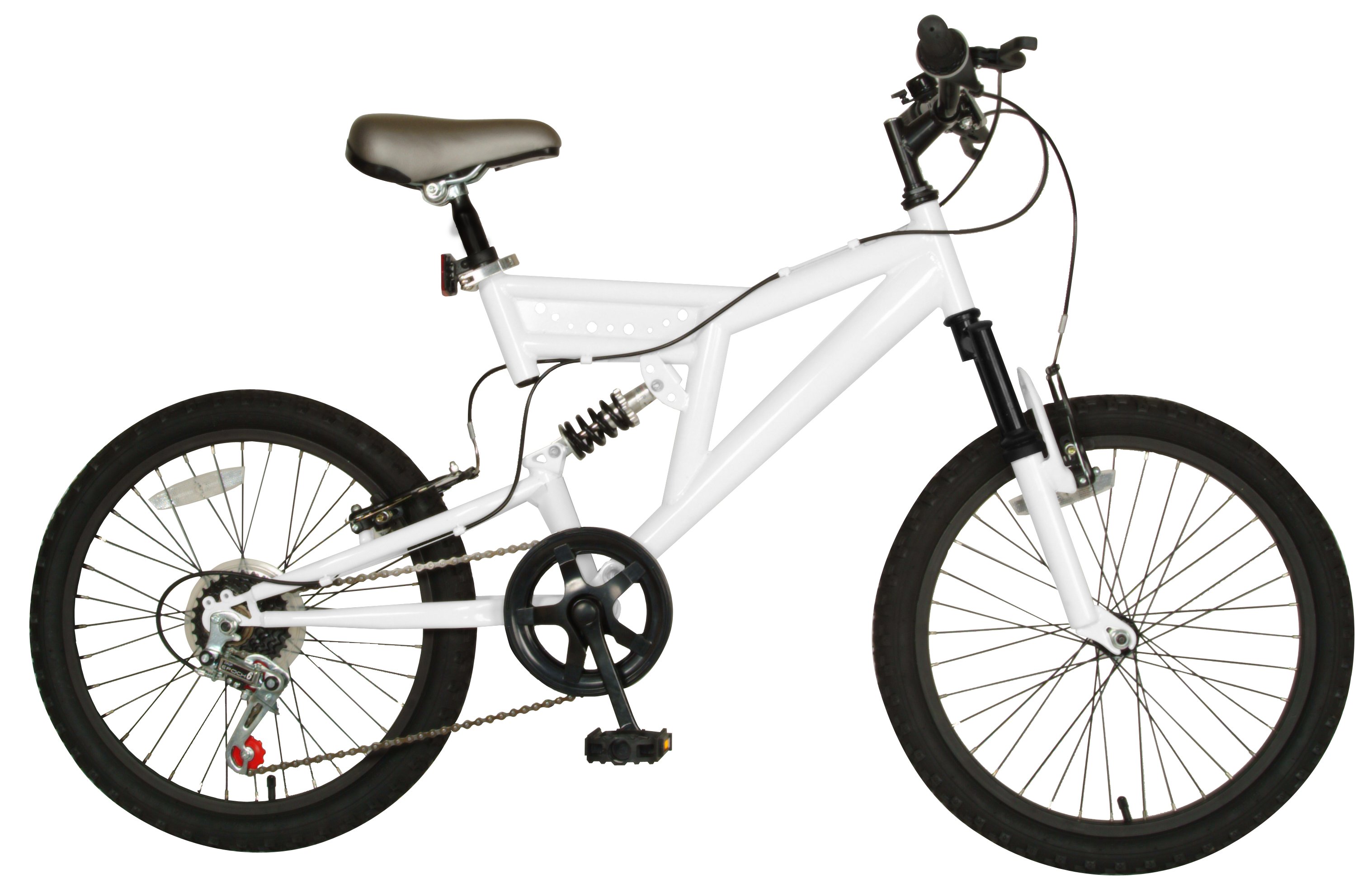 Cycle Force 20 Dual Suspension 7 Speed Kids Mountain Bike White