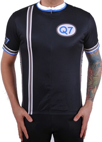 Q7 Mens Short Sleeve Jet Black Cycling Jersey