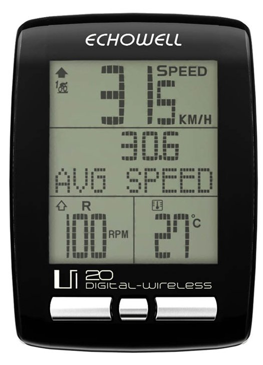 Echowell IU20 Wireless Bicycle Computer with Cadence Black